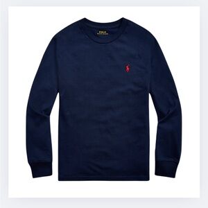 Polo Ralph Lauren Boys Long Sleeve Cotton Jersey Tee — Cruise Navy — Size 7